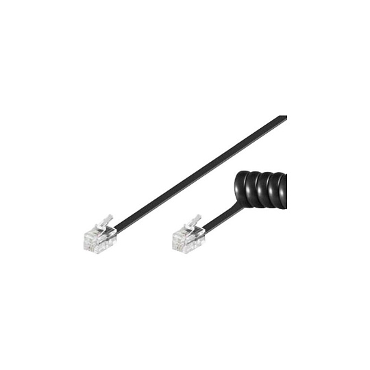 PremiumCord RJ14/RJ14 telefonní kabel 2m černý