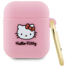 Hello Kitty Liquid Silicone 3D Kitty Head Logo pouzdro AirPods 1/2 růžové