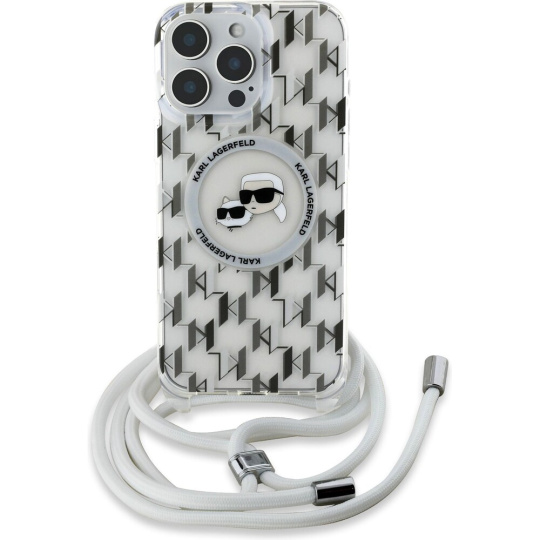 Karl Lagerfeld IML Monogram Crossbody K&CH Heads MagSafe kryt pro iPhone 16 Pro čirý