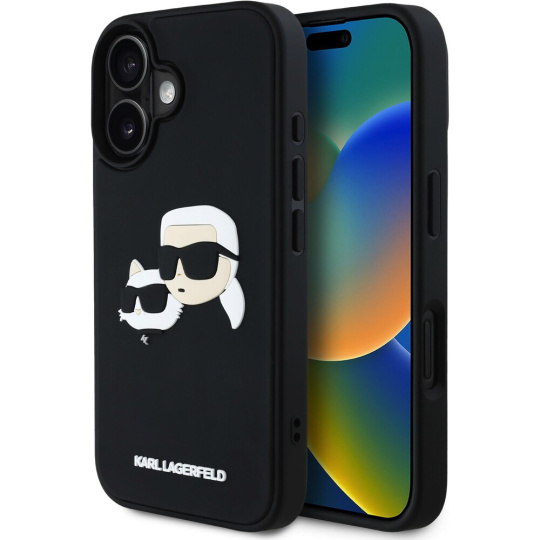 Karl Lagerfeld 3D Rubber Double Heads kryt iPhone 16 černý