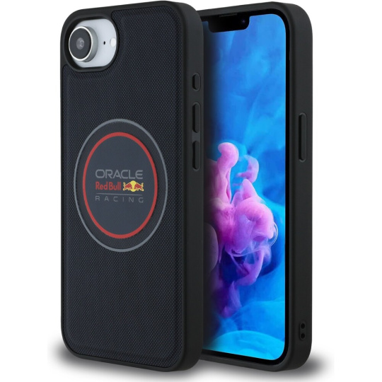 Oracle Red Bull Racing PU Leather Red Ring MagSafe kryt iPhone 16e modrý