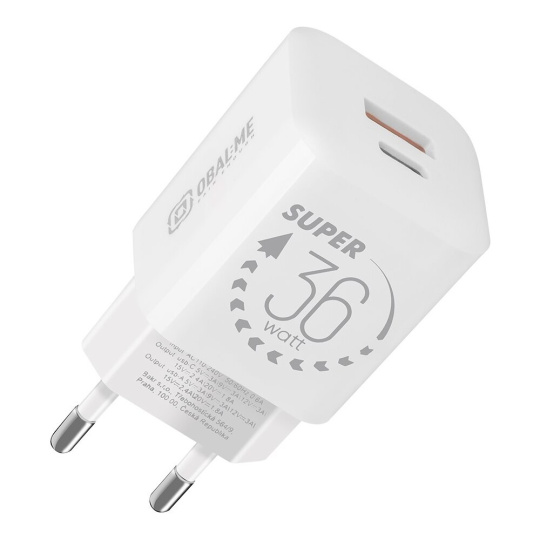 OBAL:ME GaN nabíječka USB-A/USB-C (36W) bílá