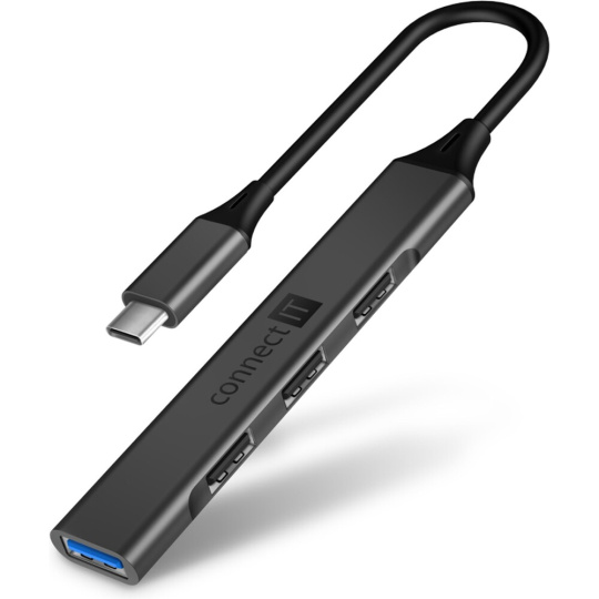 CONNECT IT USB-C hub, (1xUSB-A 3.0, 3xUSB-A 2.0), externí antracitový