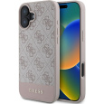 Guess PU 4G Stripe kryt iPhone 16 růžový