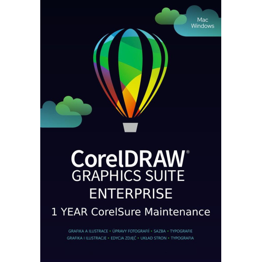CorelDRAW Graphics Suite Enterprise Education 1Y CorelSure Maintenance (1-4) (Windows/MAC) EN/DE/FR/BR/ES/IT/NL/CZ/PL