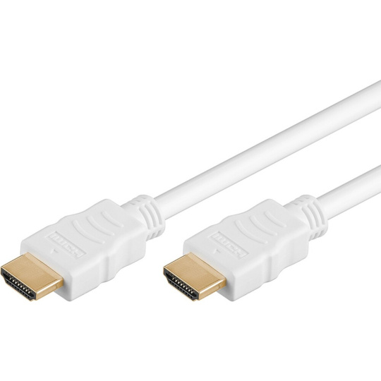 PremiumCord HDMI High Speed + Ethernet kabel,bílý, zlacené konektory, 3m