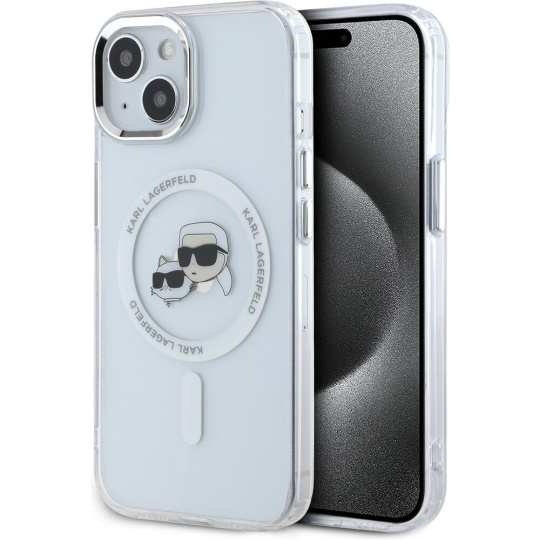 Karl Lagerfeld IML K&CH Heads Metal Frame MagSafe zadní kryt iPhone 15 čirý