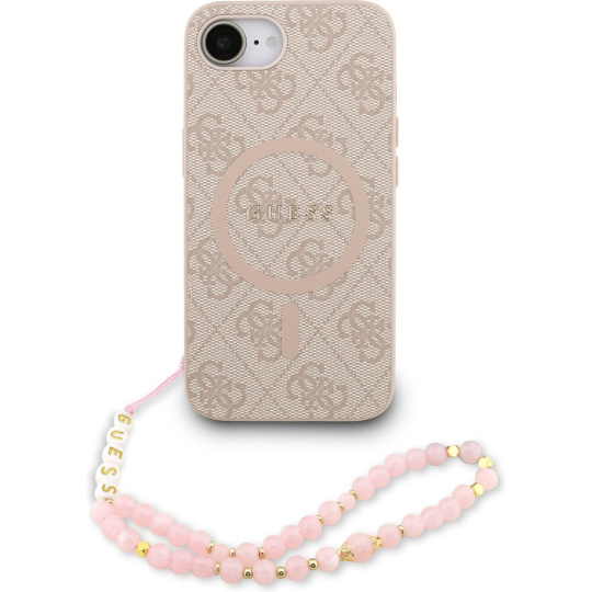 Guess PU Leather 4G Colored Ring Strap MagSafe kryt iPhone 16e růžový
