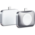 Satechi USB-C 2v1 bezdrátová nabíjecí stanice pro Apple Watch a Airpods stříbrná