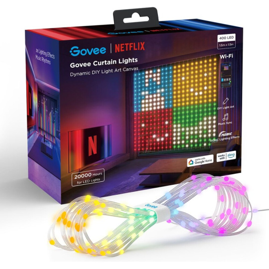 Govee Netflix RGBIC světelný závěs 400 LED - 1,5 x 1,5m