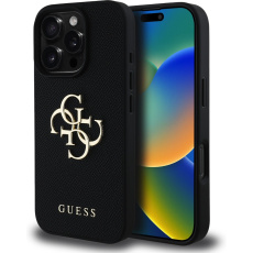 Guess PU Grained 4G Metal Logo kryt iPhone 16 Pro černý