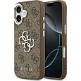 Guess PU 4G Metal Logo kryt iPhone 17 stříbrný/hnědý