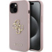 Guess PU Grained 4G Metal Logo kryt iPhone 15 růžový
