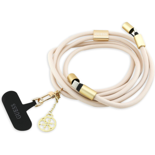Guess Crossbody popruh 4G Charm s nabíjecím kabelem USB-C/USB-C béžový