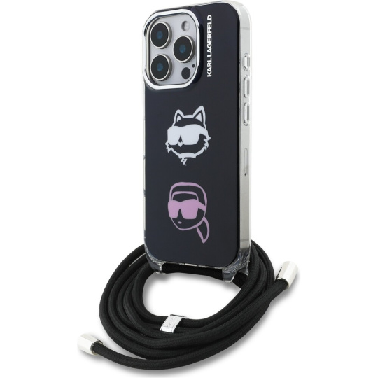 Karl Lagerfeld IML Crossbody K&CH Heads Zadní Kryt pro iPhone 16 Pro černý Karl Lagerfeld IML Crossbody K&CH Heads Zadní Kryt pro iPhone 16 Pro černý
