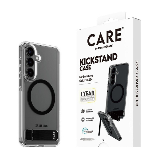 PanzerGlass® CARE Kickstand Qi kryt Samsung Galaxy S26+ čirý/černý