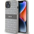 DKNY PU Leather Repeat Pattern Tonal Stripe kryt iPhone 14 béžový