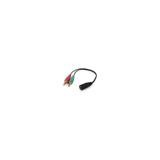 Gembird audio adaptér 3.5 mm 4-pin (F) na 2 x 3.5 mm stereo jack (M), kábel 0.2m