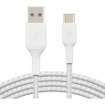 Belkin BOOST Charge Braided USB-C/USB-A odolný kabel, 3m, bílý