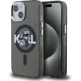 Karl Lagerfeld IML Glitter Karl and Choupette Sketch MagSafe kryt iPhone 15 černý
