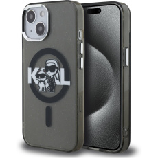 Karl Lagerfeld IML Glitter Karl and Choupette Sketch MagSafe kryt iPhone 15 černý Karl Lagerfeld IML Glitter Karl and Choupette Sketch MagSafe kryt iPhone 15 černý