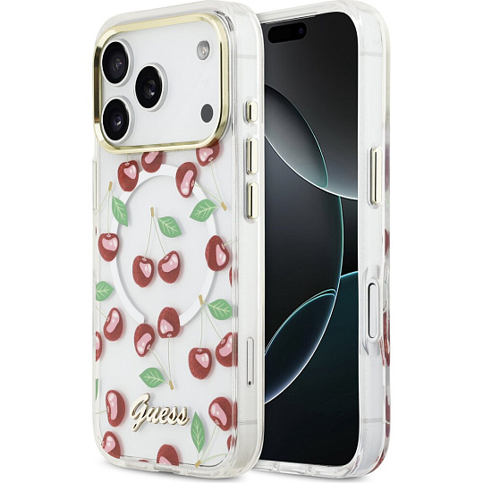 Guess IML Glitter Cherry MagSafe kryt iPhone 17 Pro