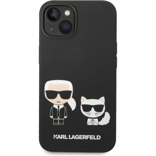 Karl Lagerfeld and Choupette Liquid Silicone kryt iPhone 14 Plus černý