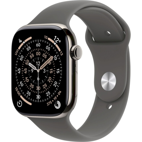 Apple Watch Series 11 Cellular (46mm) Přírodní titan se skálově šedým sportovním řemínkem S/M