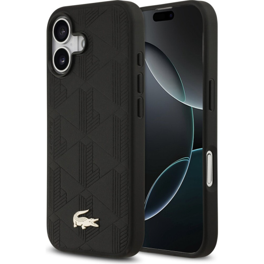 Lacoste PU Nomogramme Gold Logo MagSafe kryt iPhone 17 černý