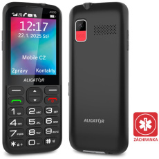Aligator A930 GPS 4G Senior mobilní telefon s aplikací Záchranka (s nabíjecím stojánkem) černý
