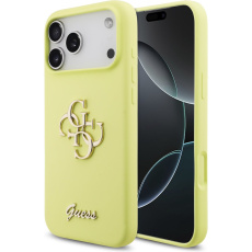 Guess Liquid Silicone 4G Metal Logo kryt iPhone 17 Pro Max žlutý