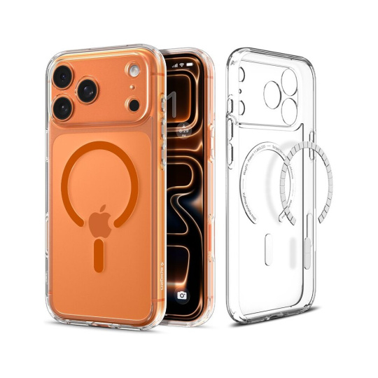 Spigen Ultra Hybrid MagSafe kryt iPhone 17 Pro clear orange