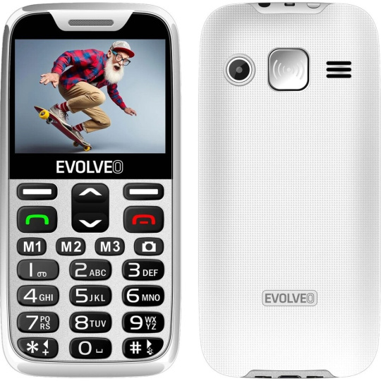 EVOLVEO EasyPhone XR mobilní telefon pro seniory s nabíjecím stojánkem bílý