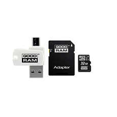 GOODRAM microSDHC karta 32GB M1A4 All-in-one (R:100/W:10 MB/s), UHS-I Class 10, U1 + Adapter + OTG card reader/čtečka GOODRAM microSDHC karta 32GB M1A4 All-in-one (R:100/W:10 MB/s), UHS-I Class 10, U1 + Adapter + OTG card reader/čtečka