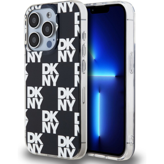 DKNY PC/TPU Checkered Pattern kryt iPhone 14 Pro černý