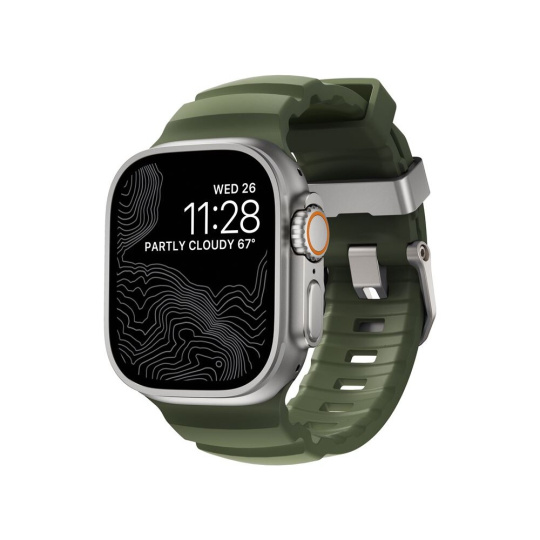 Nomad Rocky Point Band řemínek Apple Watch 49/45/44/42mm stříbrný/tmavě zelený