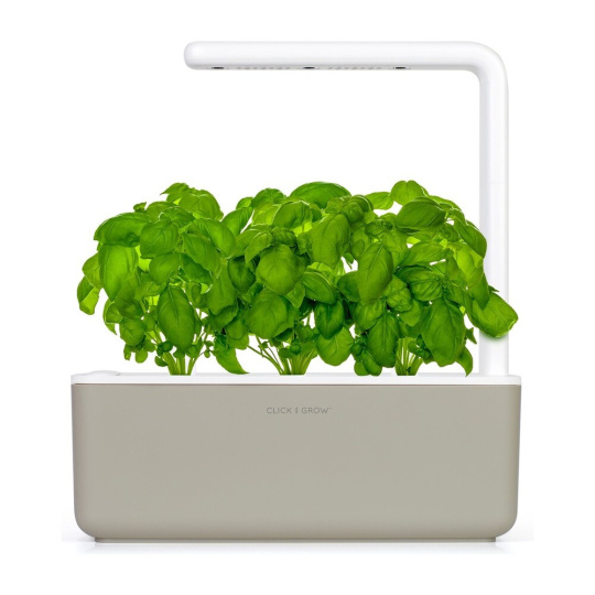 Click and Grow Smart Garden 3 chytrý květináč + 3ks kapslí se semínky bazalky béžový