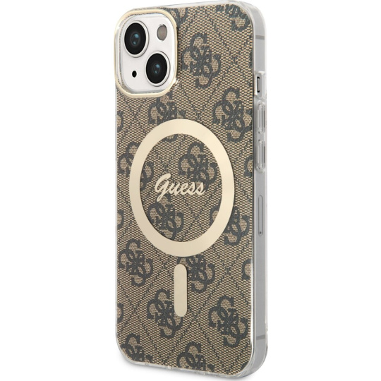 Guess 4G IML MagSafe kryt iPhone 13 hnědý