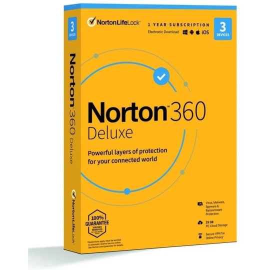 Norton 360 Deluxe 25GB CZ 1 uživatel pro 3 zařízení na 12 měsíců