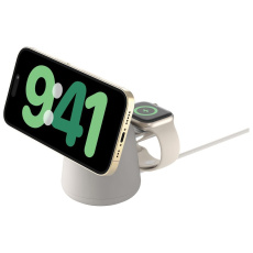 Belkin BOOST CHARGE™ PRO Qi2 15W 2v1 Nabíjecí MagSafe stojánek pro iPhone/Apple Watch/AirPods písečn