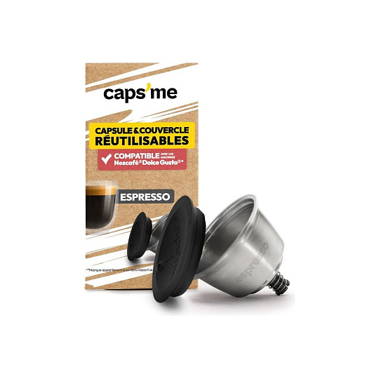 CAPSME Dolce Gusto® (Lungo) znovupoužitelná kapsle a 1x silikonové víčko CAPSME Dolce Gusto® (Lungo) znovupoužitelná kapsle a 1x silikonové víčko