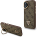 Guess PU 4G Strass Triangle Logo Stand Camera Frame MagSafe kryt iPhone 16 hnědý