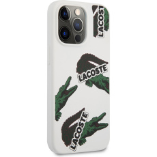 Lacoste Liquid Silicone Allover Pattern Kryt pro iPhone 13 Pro Max White