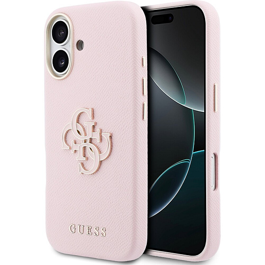 Guess PU Resin Logo kryt iPhone 17 růžový