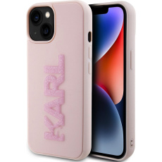 Karl Lagerfeld 3D Rubber Glitter Logo Karl kryt iPhone 15 růžový