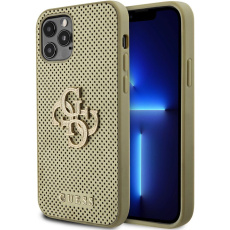 Guess PU Perforated 4G Glitter Metal Logo kryt iPhone 12/12 Pro zlatý