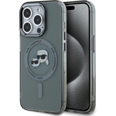 Karl Lagerfeld IML K&CH Heads Metal Frame MagSafe zadní kryt pro iPhone 15 Pro Max černý