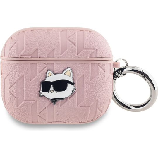 Karl Lagerfeld PU Embossed Choupette Head pouzdro pro AirPods 3 růžové