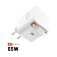 FIXED GaN nabíječka s 2xUSB-C, PD 3.0, se samonavíjecím kabelem, 65W, bílá