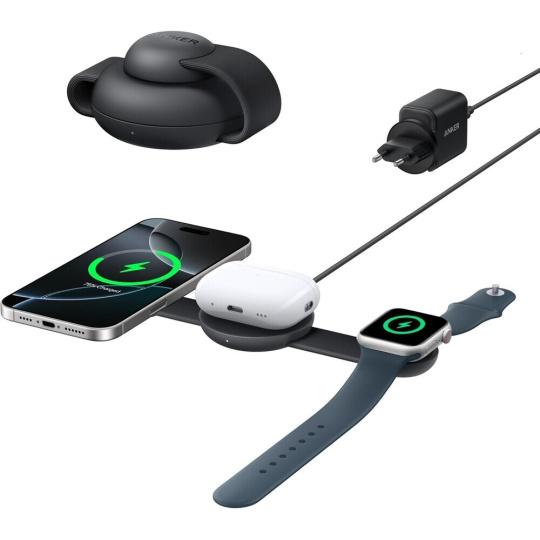 Anker MagGo B25M8 3v1 MagSafe nabíječka (15W) černá
